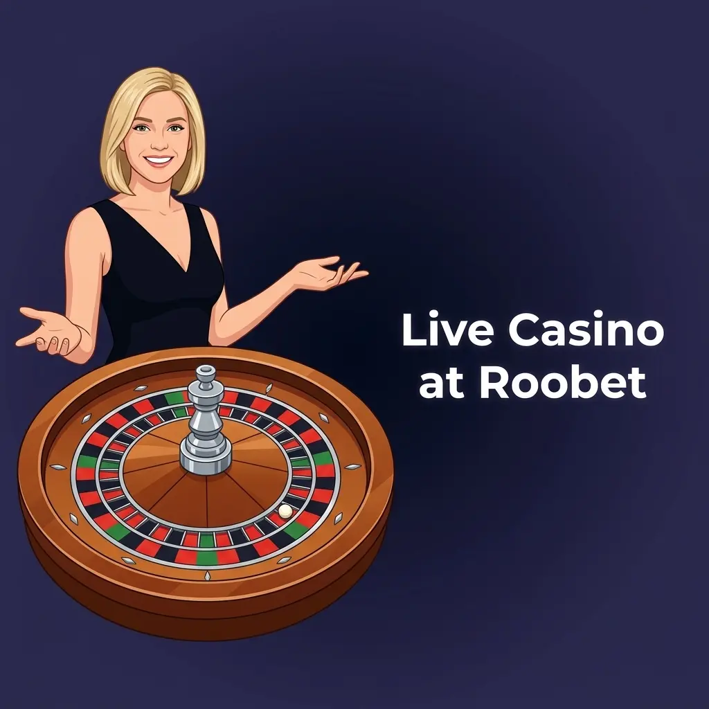 Live casino dealer table at Roobet streaming HD games from Evolution and Pragmatic Play Live studios