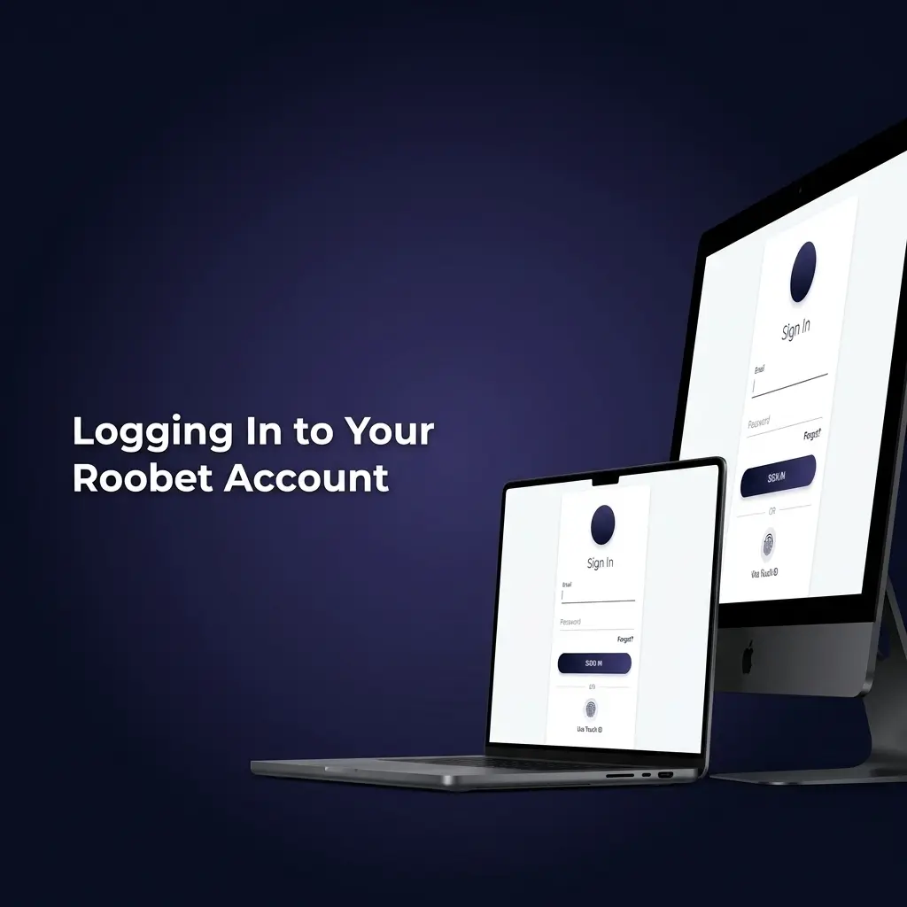 Roobet login screen showing email and password fields with a Log In button to access your account dashboard