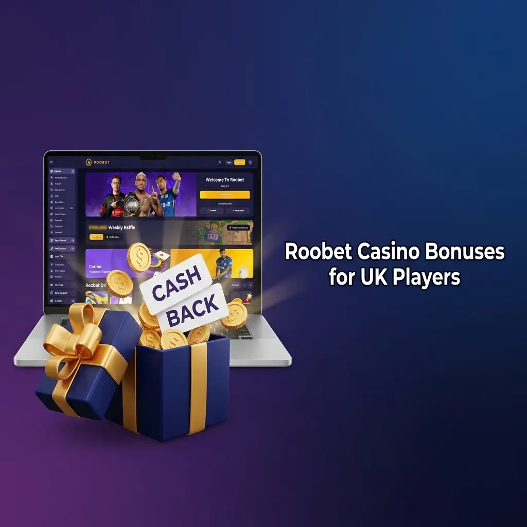 Roobet Casino bonuses for UK players including slots, live cashback, free spins, daily drops, and reload offers