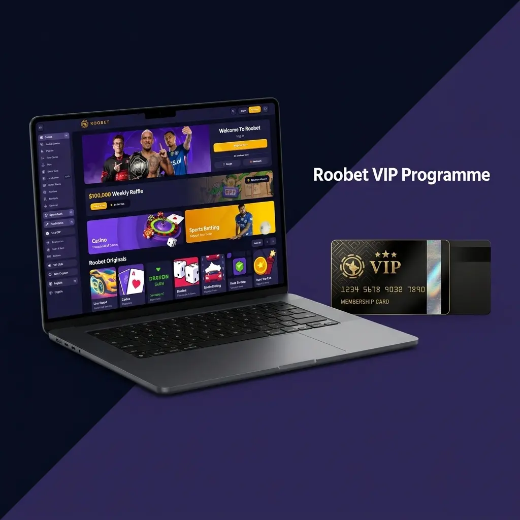 Roobet VIP programme tiers showing rakeback rewards, exclusive bonuses, and dedicated account management benefits